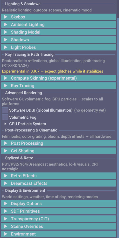 Rendering Panel
